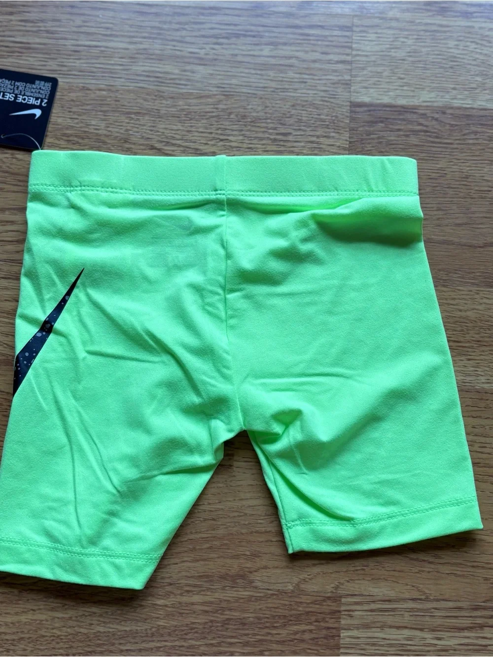 Nike Girls Grey Crop Tee Neon Green 'Just Do It’ Bike Shorts Play Set Sz 5 NEW